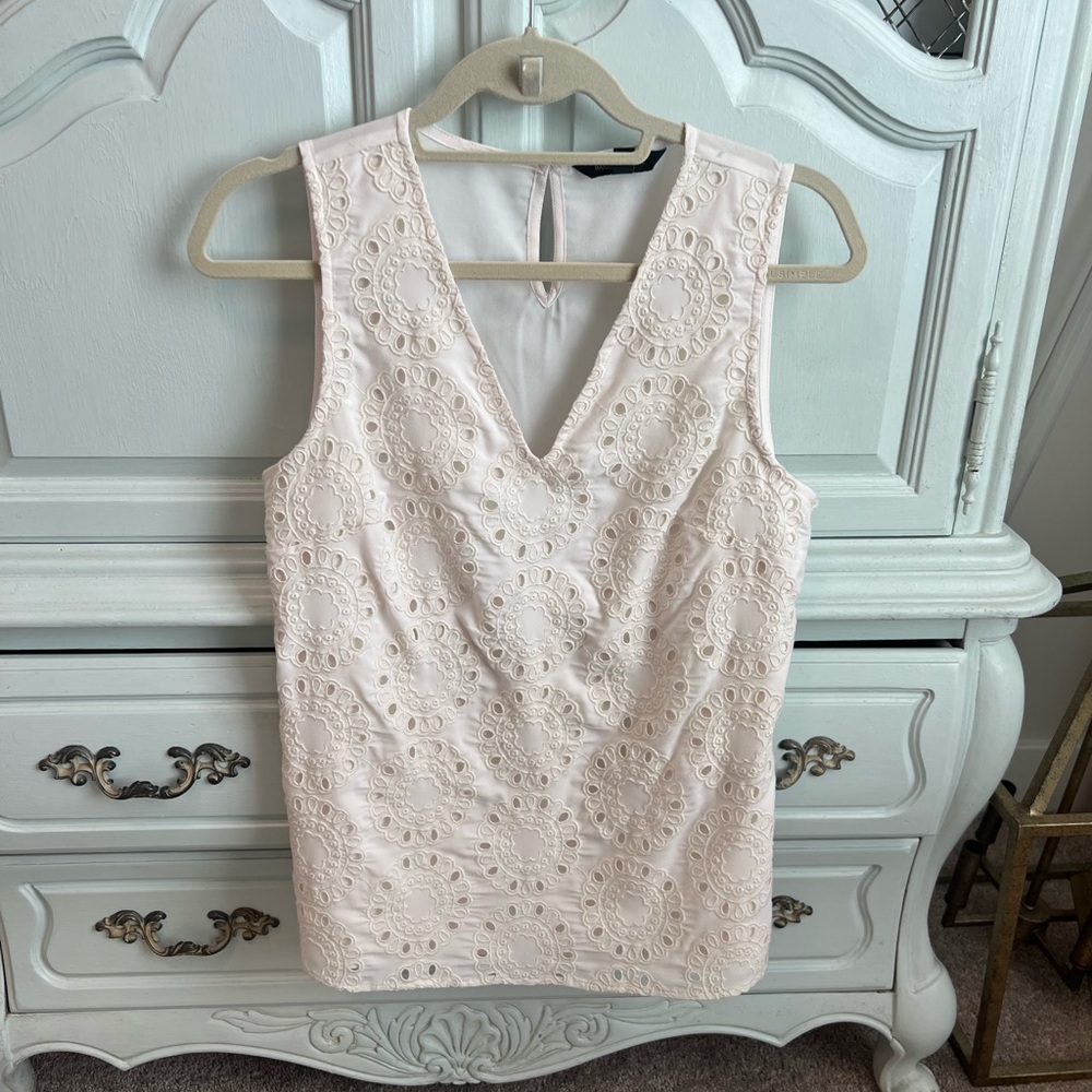 Banana Republic Cream Eyelet Detail Top